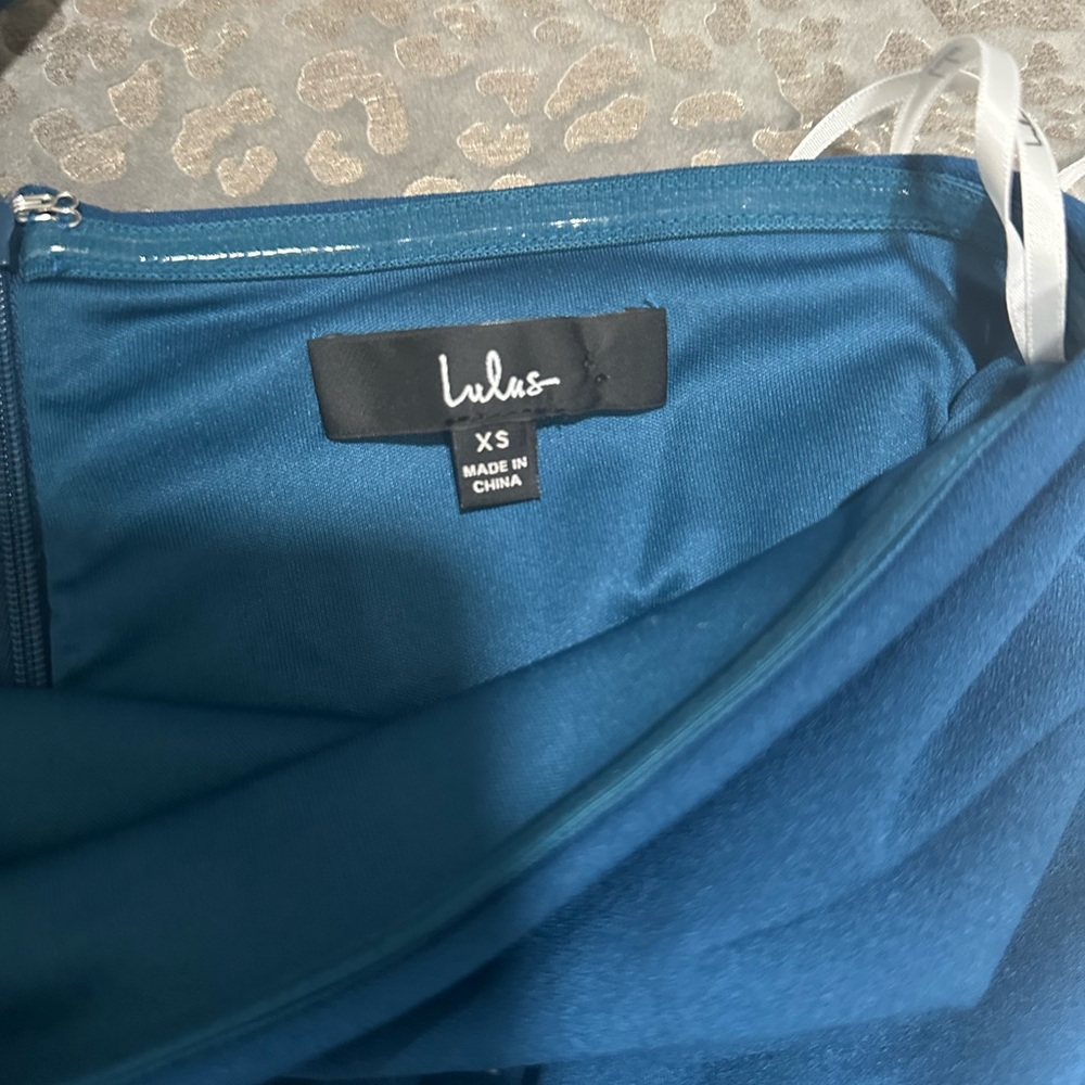 New Lulu's Ultimate Poise Teal Blue One-Shoulder Midi Dress XS X-Small Classy - Picture 9 of 11